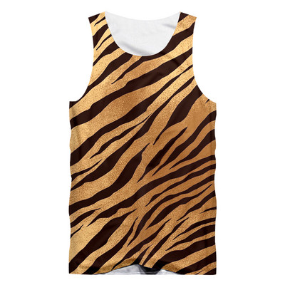 OGKB Topi Vīriešiem Jauns Krekls Bez Piedurknēm Melns Balts Leopards Tiger Stipe Print 3D Printed Liela izmēra Habiliment Vīriešiem Vasara