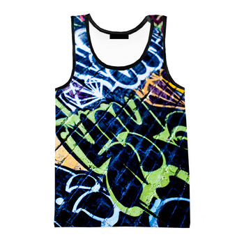 Летни неонови графити 3D печатни потници Мъже Жени Летни ежедневни готини ризи без ръкави Хип-хоп Streetwear Големи тениски