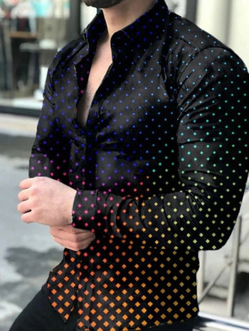 Μοντέρνα νέα μόδα Ανδρικό πουκάμισο casual με εμπριμέ μακρυμάνικα ανδρικά ρούχα Υψηλής ποιότητας Ζακέτα Prom Party XS-8XL