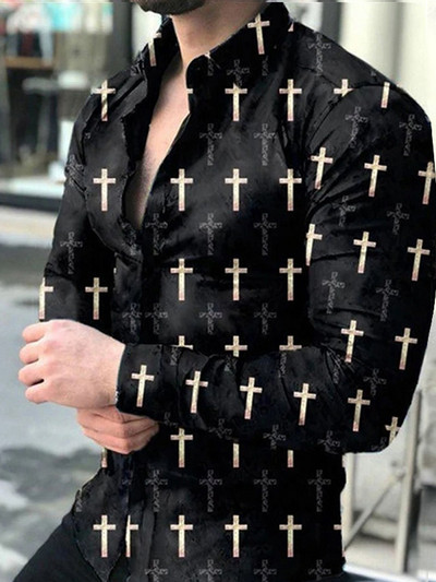 Moderns jauns modes vīriešu ikdienas krekls ar apdruku ar garām piedurknēm vīriešu apģērbi augstas kvalitātes izlaiduma ballīšu jaka XS-8XL