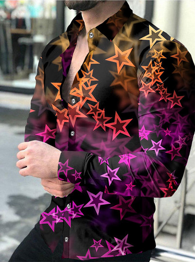 Moderns, jauns, moderns vīriešu krekls ar pogu uz augšu krekls ikdienišķa raksta ar apdrukātu topi ar garām piedurknēm Vīriešu apģērbi jaciņa XS-8XL