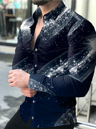Moderns, jauns, moderns vīriešu krekls ar pogu uz augšu krekls ikdienišķa raksta ar apdrukātu topi ar garām piedurknēm Vīriešu apģērbi jaciņa XS-8XL