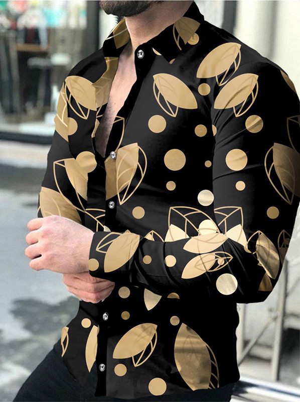 Moderns, jauns, moderns vīriešu krekls ar pogu uz augšu krekls ikdienišķa raksta ar apdrukātu topi ar garām piedurknēm Vīriešu apģērbi jaciņa XS-8XL