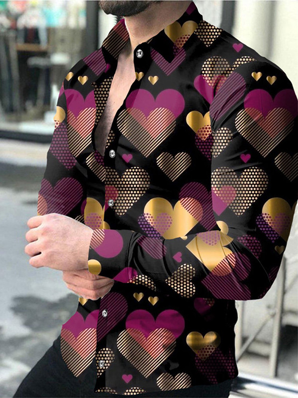 Moderns, jauns, moderns vīriešu krekls ar pogu uz augšu krekls ikdienišķa raksta ar apdrukātu topi ar garām piedurknēm Vīriešu apģērbi jaciņa XS-8XL