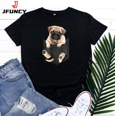 JFUNCY Tricou pentru femei Top din bumbac 2022 Tricou pentru femei de primăvară vară Tricou cu mânecă scurtă Tricou Harajuku Kawaii Tricouri grafice