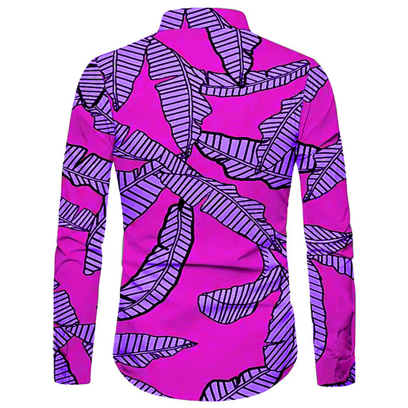 Cămașă de toamnă vintage pentru bărbați Cămașă casual supradimensionată cu imprimeu frunze de banană cu mânecă lungă cu nasturi Topuri Haine pentru bărbați Cardigan de plajă S-5XL