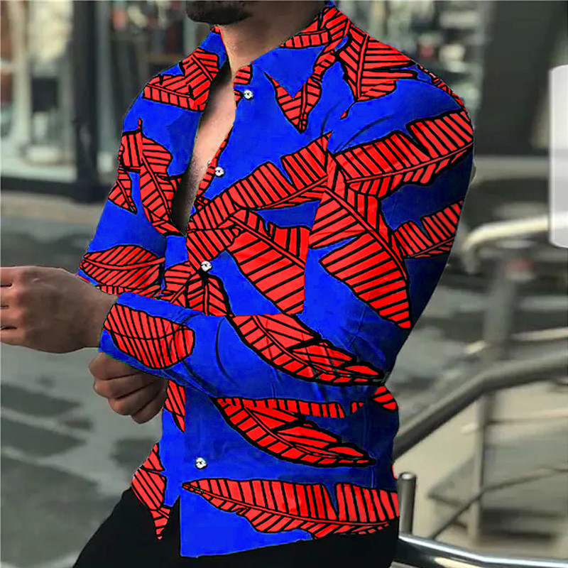 Cămașă de toamnă vintage pentru bărbați Cămașă casual supradimensionată cu imprimeu frunze de banană cu mânecă lungă cu nasturi Topuri Haine pentru bărbați Cardigan de plajă S-5XL