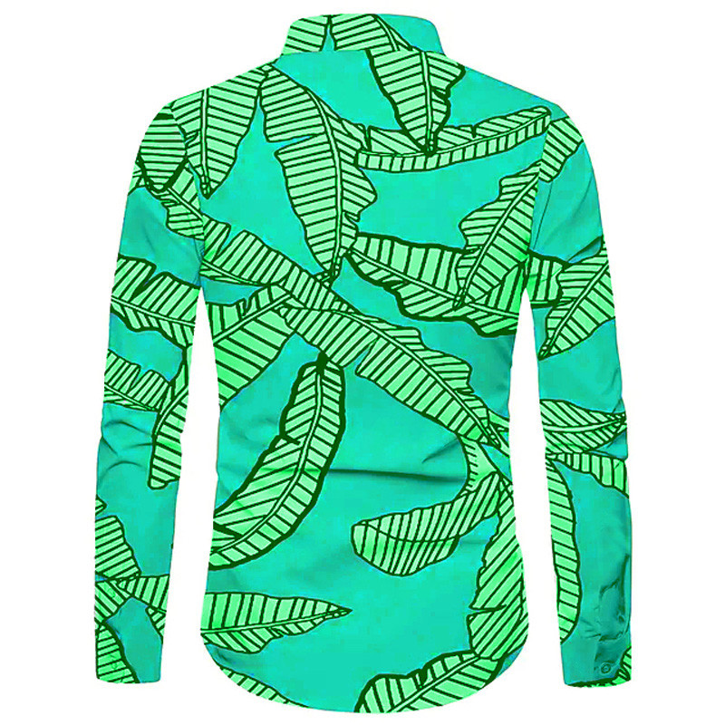 Cămașă de toamnă vintage pentru bărbați Cămașă casual supradimensionată cu imprimeu frunze de banană cu mânecă lungă cu nasturi Topuri Haine pentru bărbați Cardigan de plajă S-5XL