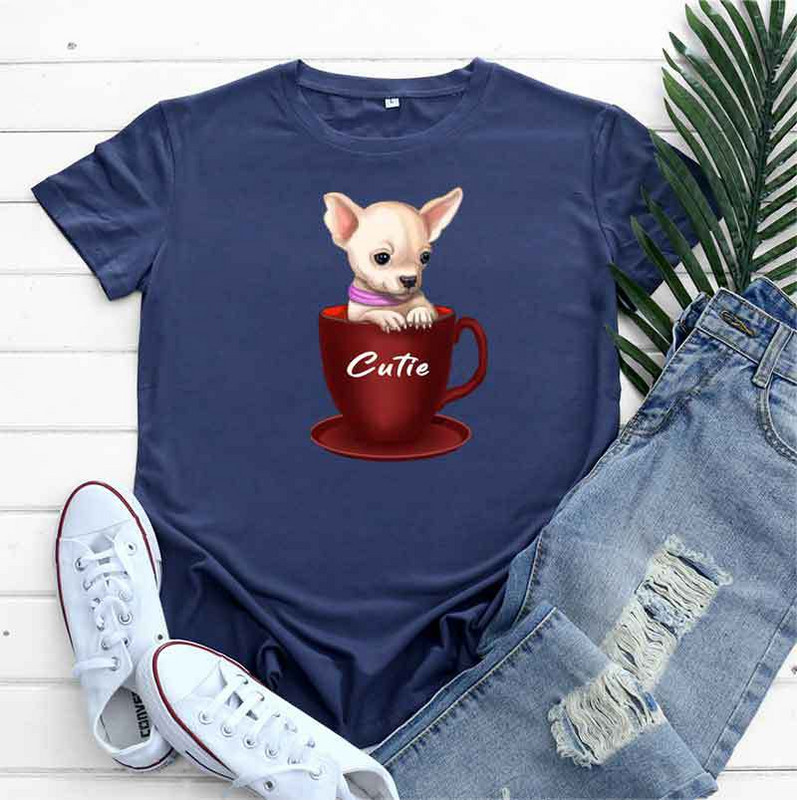 Tricou din bumbac cu mânecă scurtă JFUNCY Tricou de vară Tricou pentru femei Îmbrăcăminte pentru femei Moda coreeană Tricou grafic pentru câini