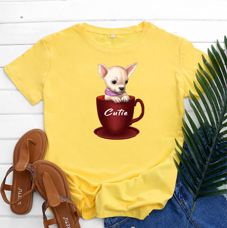 Tricou din bumbac cu mânecă scurtă JFUNCY Tricou de vară Tricou pentru femei Îmbrăcăminte pentru femei Moda coreeană Tricou grafic pentru câini