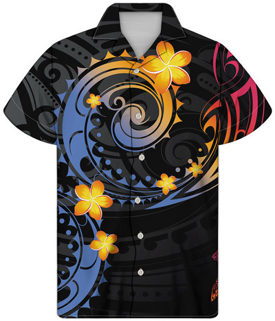 2022. gada vīriešu komforta T-krekls Lēts krekls ar zelta svītru apdruku augstas kvalitātes polinēzijas cilšu melns fons