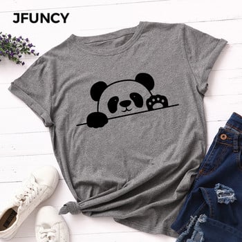 JFUNCY S-5XL Γυναικείο βαμβακερό μπλουζάκι Panda γυναικείο μπλουζάκι με στάμπα 2022 Καλοκαιρινή υπερμεγέθη μπλουζάκια Γυναικεία κοντομάνικα μπλουζάκια