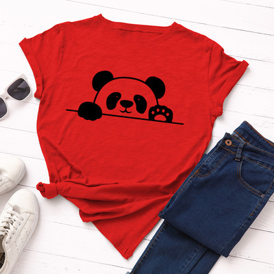 JFUNCY S-5XL tricou din bumbac pentru femei cu imprimeu panda tricou casual pentru dama, vara 2022, tricouri supradimensionate, tricou cu mânecă scurtă pentru femei