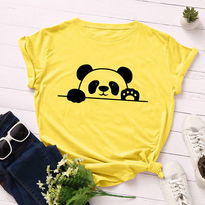 JFUNCY S-5XL tricou din bumbac pentru femei cu imprimeu panda tricou casual pentru dama, vara 2022, tricouri supradimensionate, tricou cu mânecă scurtă pentru femei