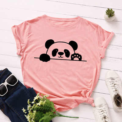 JFUNCY S-5XL tricou din bumbac pentru femei cu imprimeu panda tricou casual pentru dama, vara 2022, tricouri supradimensionate, tricou cu mânecă scurtă pentru femei