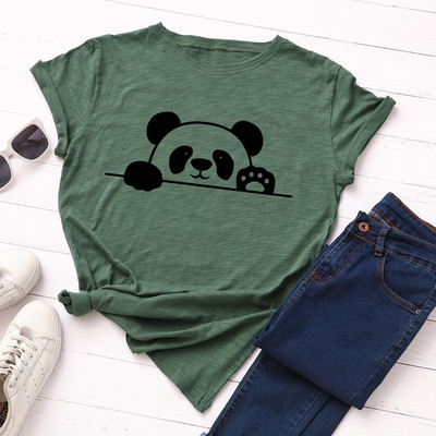 JFUNCY S-5XL tricou din bumbac pentru femei cu imprimeu panda tricou casual pentru dama, vara 2022, tricouri supradimensionate, tricou cu mânecă scurtă pentru femei