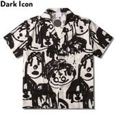 Dark Icon Funny printed Vintage Ανδρικό πουκάμισο 2021 New Arrival Καλοκαιρινό πουκάμισο για ανδρικό τοπ