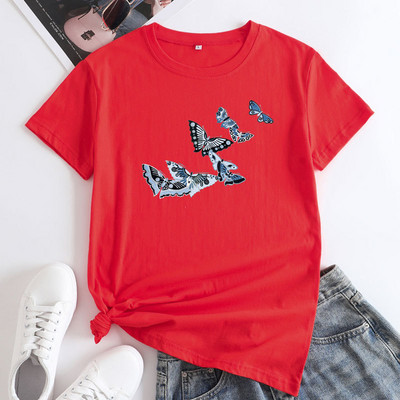 Tricou din bumbac pentru femei JFUCNY Tricou cu mânecă scurtă pentru femei Tricou grafic la modă Îmbrăcăminte de vară pentru femei 2022 Top lejer casual