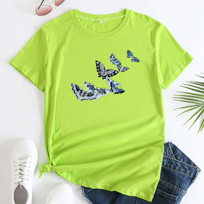 Tricou din bumbac pentru femei JFUCNY Tricou cu mânecă scurtă pentru femei Tricou grafic la modă Îmbrăcăminte de vară pentru femei 2022 Top lejer casual