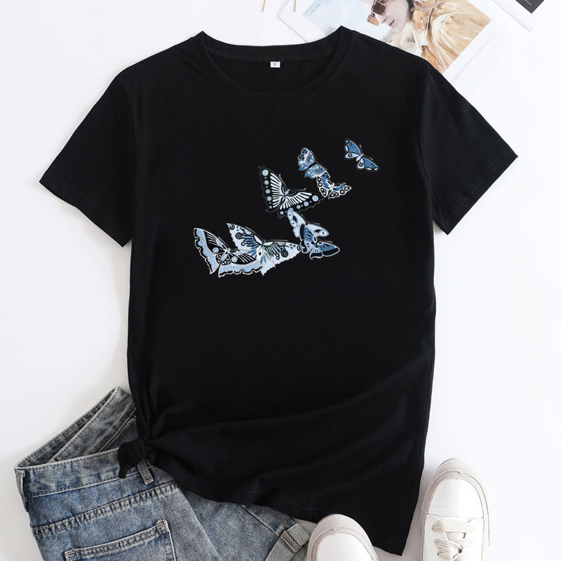 Tricou din bumbac pentru femei JFUCNY Tricou cu mânecă scurtă pentru femei Tricou grafic la modă Îmbrăcăminte de vară pentru femei 2022 Top lejer casual