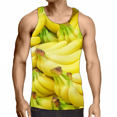 Muška majica s voćem bez rukava, ljetna majica s 3D printom u uličnom stilu, muška majica s okruglim izrezom, labava ležerna sportska majica za teretanu, velika veličina 6XL