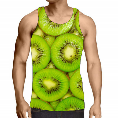 Muška majica s voćem bez rukava, ljetna majica s 3D printom u uličnom stilu, muška majica s okruglim izrezom, labava ležerna sportska majica za teretanu, velika veličina 6XL