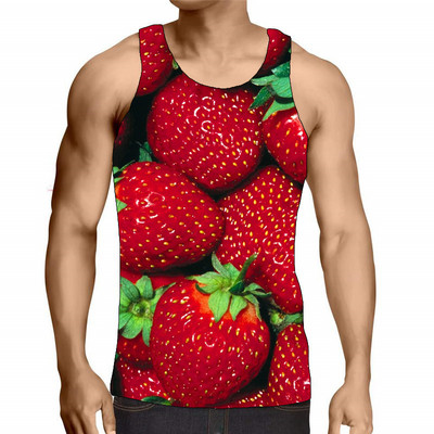Muška majica s voćem bez rukava, ljetna majica s 3D printom u uličnom stilu, muška majica s okruglim izrezom, labava ležerna sportska majica za teretanu, velika veličina 6XL