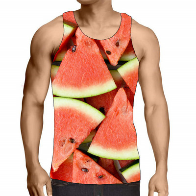 Muška majica s voćem bez rukava, ljetna majica s 3D printom u uličnom stilu, muška majica s okruglim izrezom, labava ležerna sportska majica za teretanu, velika veličina 6XL