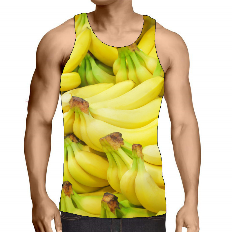 Muška majica s voćem bez rukava, ljetna majica s 3D printom u uličnom stilu, muška majica s okruglim izrezom, labava ležerna sportska majica za teretanu, velika veličina 6XL