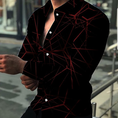 Noi cămăși retro pentru bărbați Cămăși casual cu imprimare cu model de lux ușor Topuri cu mâneci lungi Îmbrăcăminte bărbătească Cămașă cardigan XS-8XL