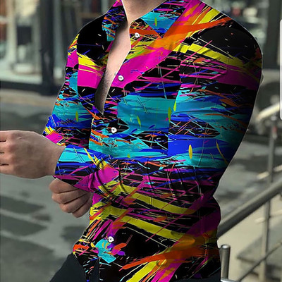 Noi cămăși retro pentru bărbați Cămăși casual cu imprimare cu model de lux ușor Topuri cu mâneci lungi Îmbrăcăminte bărbătească Cămașă cardigan XS-8XL