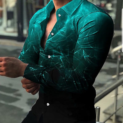 Noi cămăși retro pentru bărbați Cămăși casual cu imprimare cu model de lux ușor Topuri cu mâneci lungi Îmbrăcăminte bărbătească Cămașă cardigan XS-8XL
