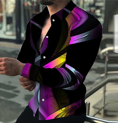 Noi cămăși retro pentru bărbați Cămăși casual cu imprimare cu model de lux ușor Topuri cu mâneci lungi Îmbrăcăminte bărbătească Cămașă cardigan XS-8XL