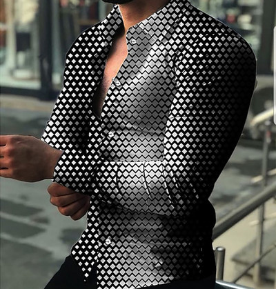 Noi cămăși retro pentru bărbați Cămăși casual cu imprimare cu model de lux ușor Topuri cu mâneci lungi Îmbrăcăminte bărbătească Cămașă cardigan XS-8XL