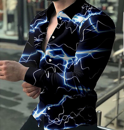 Noi cămăși retro pentru bărbați Cămăși casual cu imprimare cu model de lux ușor Topuri cu mâneci lungi Îmbrăcăminte bărbătească Cămașă cardigan XS-8XL