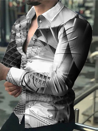 Noi cămăși retro pentru bărbați Cămăși casual cu imprimare cu model de lux ușor Topuri cu mâneci lungi Îmbrăcăminte bărbătească Cămașă cardigan XS-8XL