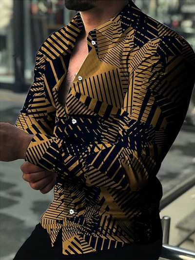 Noi cămăși retro pentru bărbați Cămăși casual cu imprimare cu model de lux ușor Topuri cu mâneci lungi Îmbrăcăminte bărbătească Cămașă cardigan XS-8XL