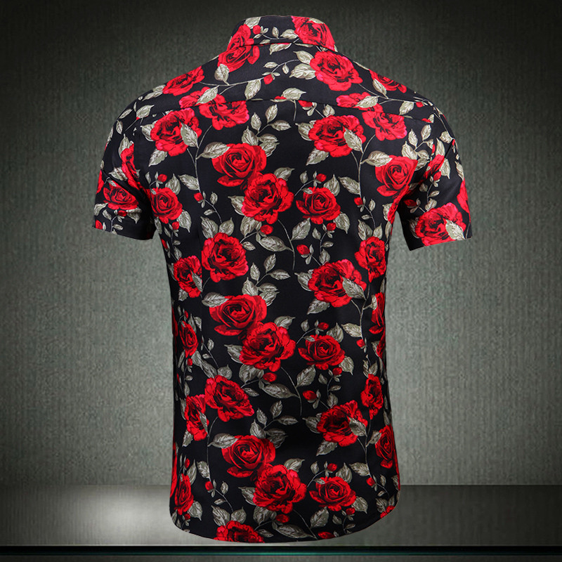 Mode Korea Flower Hawaii Beach Īsām piedurknēm melni balti ikdienas krekli Vīriešu apdrukas blūze 2023 Vasaras apģērbi Liels izmērs 7XL 6XL