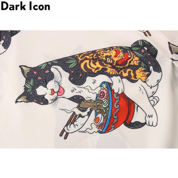 Dark Icon Harajuku Cat Polo Shirt Мъжка лятна мъжка хавайска риза Мъжка блуза