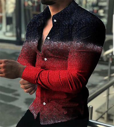 Ανδρικό πολυτελές κοινωνικό πουκάμισο πουκάμισο με κουμπιά πέτο πουκάμισο ακανόνιστο σχέδιο με εμπριμέ μακρυμάνικο πουκάμισο ζακέτα club ball ανδρικό τοπ δρόμου