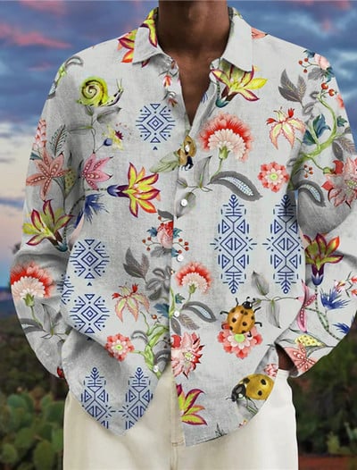 Ανδρικό πολυτελές κοινωνικό πουκάμισο πουκάμισο με κουμπιά πέτο πουκάμισο ακανόνιστο σχέδιο με εμπριμέ μακρυμάνικο πουκάμισο ζακέτα club ball ανδρικό τοπ δρόμου