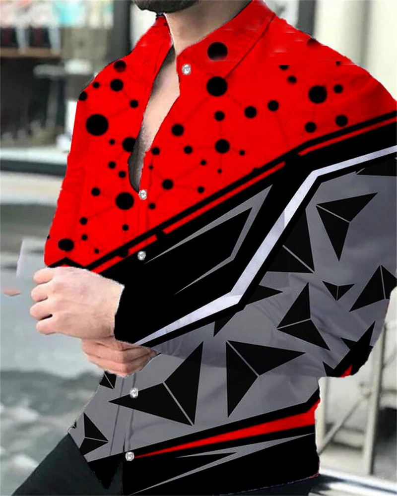 Ανδρικό πολυτελές κοινωνικό πουκάμισο πουκάμισο με κουμπιά πέτο πουκάμισο ακανόνιστο σχέδιο με εμπριμέ μακρυμάνικο πουκάμισο ζακέτα club ball ανδρικό τοπ δρόμου