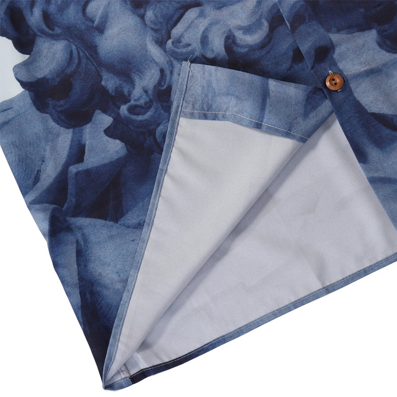 Sötét ikonra nyomtatott vintage férfi ing 2020 nyári lehúzható galléros férfi ing Utcai ruházat Ruházat