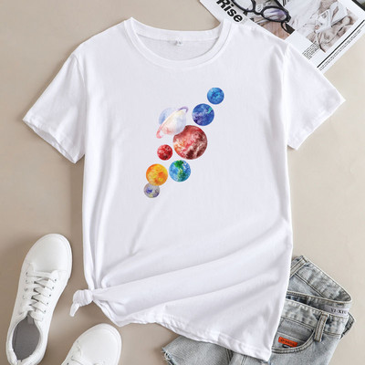 JFUCNY Γυναικείο κορυφαίο γυναικείο καλοκαιρινό μπλουζάκι με κοντομάνικο μπλουζάκι Βαμβακερό μπλουζάκι 2022 Casual Loose Γυναικείο γραφικό μπλουζάκι