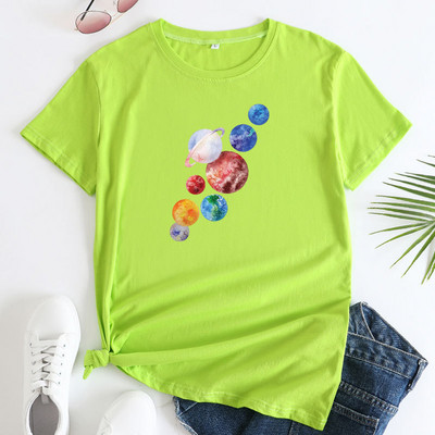 JFUCNY Γυναικείο κορυφαίο γυναικείο καλοκαιρινό μπλουζάκι με κοντομάνικο μπλουζάκι Βαμβακερό μπλουζάκι 2022 Casual Loose Γυναικείο γραφικό μπλουζάκι