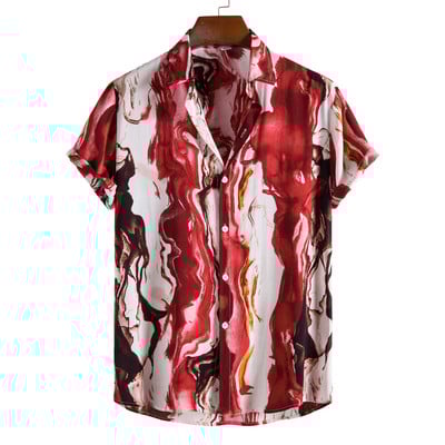 Cămașă de in pentru bărbați, vintage, cu nasturi, cu mânecă scurtă, cămașă hawaiană cu flori pentru bărbați, ocazional, Harajuku, Streetwear Camisas Homme XXL