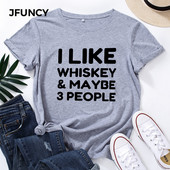 JFUNCY Vicces betűkkel nyomtatott póló Női rövid ujjú pamut póló Női nyári pólók Női felsők S-5XL női ingek