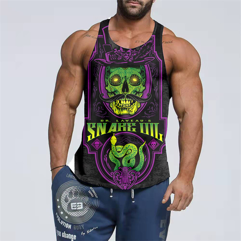 2023. gada populārs vīriešu 3D drukāšanas apģērbs ar rakstiem bez piedurknēm.