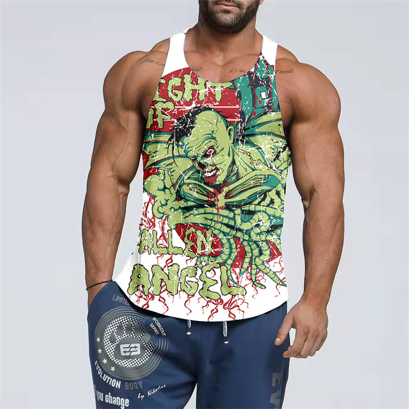 2023. gada populārs vīriešu 3D drukāšanas apģērbs ar rakstiem bez piedurknēm.