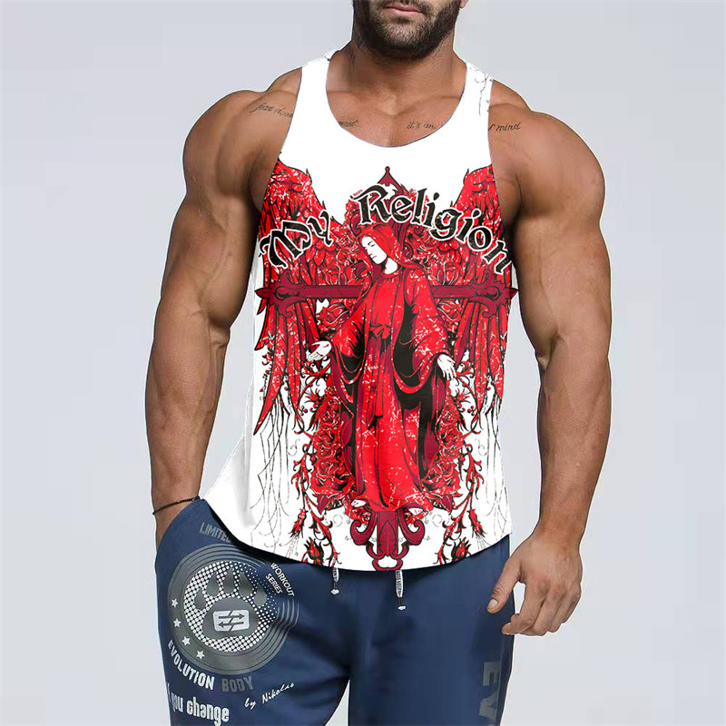 2023. gada populārs vīriešu 3D drukāšanas apģērbs ar rakstiem bez piedurknēm.